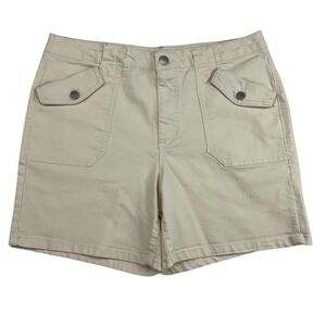 D. Jeans Cream Denim Jean Shorts Size 14 Cotton Blend Stretch Flap Pocket